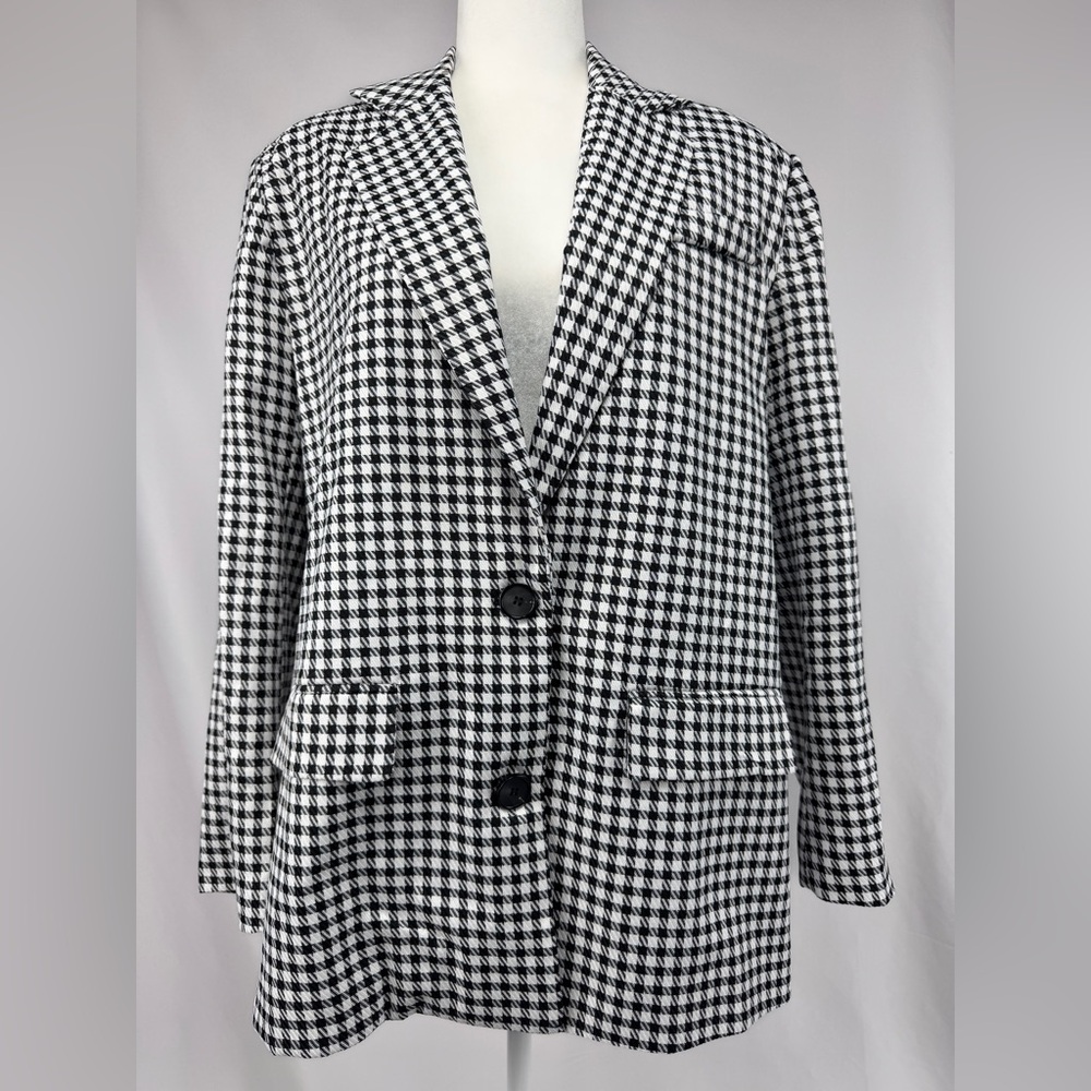 Nasty gal Oversized Houndstooth Blazer Black White Check Pattern Size US 6
